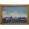 Image 1 : Framed watercolour of fishing boats in a choppy sea, M.A. Letot?, 30cm x 35cm…