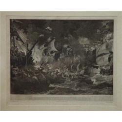 Framed black and white print 'The Defeat of the Spanish Armada', 25cm x 20cm…