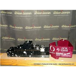 LOT: MENU HOLDER W/ SALT AND PEPPER SHAKERS