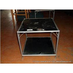 ----->PULLED BY LANDLORD<----- LOT: METAL AND GLASS END TABLE