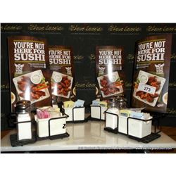 LOT: MENU HOLDER W/ SALT AND PEPPER SUGAR HOLDERS 4X THE MONEY