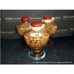 LOT: DECORATIVE PICKLED VEGETABLE JARS 3X THE MONEY