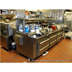 NEMCO 6-DRAWER STAINLESS STEEL SERVER TABLE W/ RACK