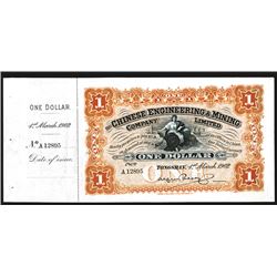 Chinese Engineering & Mining, Co., Ltd., 1902 Issued Banknote Possible Color Variation.
