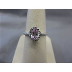 Victorian style oval cut Pink Topaz & Diamond ring
