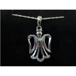 Diamond studded winged angel pendant