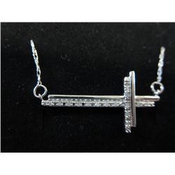 Sterling Silver Diamond Cross Necklace-15 Diamonds