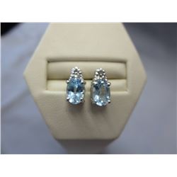 New Oval Blue Topaz & Diamond earrings