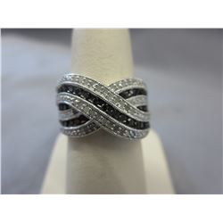 Black & White Diamond crossover design ring