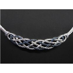 1/4 CT Fancy Blue & White Diamond twist necklace