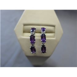 New Amethyst & Diamond 1/2 hoop earrings