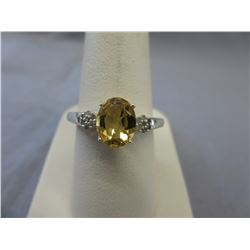 1.75 CT Oval Citrine & Diamond dinner ring