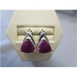 New Trillion cut Red Ruby & Diamond earrings