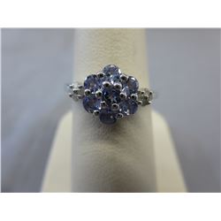 .75 CTW Sterling silver Tanzanite & Diamond ring