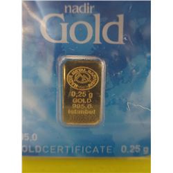 .995 Gold Turkish Mint .25 gram bar