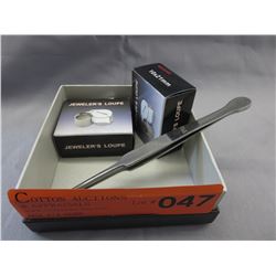 3 New Jeweler's tools-loupes & tongs.
