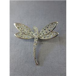 White Topaz  Dragonfly  brooch