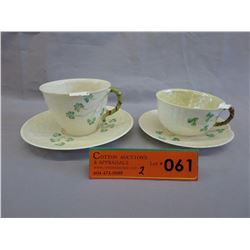 2 Belleek Ireland teacup & saucers