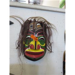 First Nations wall mask with hair detail