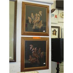 2 Vintage copper pictures in wood frames