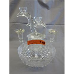 Crystal bowl & 3 candle holders