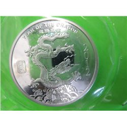 5 x .999 1oz Silver 2012 Year of the Dragon rounds