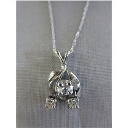 14KT White Gold Foliate Style Diamond Pendant