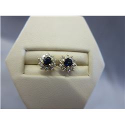 14KT Yellow Gold Diamond & Sapphire Earrings