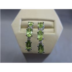 New Pair Oval-Cut Peridot & Diamond Earrings