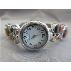 Ladies Quartz gemstone stretch band watch