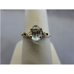 10KT Yellow Gold Oval faceted Aquamarine Ring