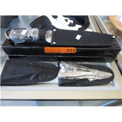 2 New knives in sheath & 2 multi-tools