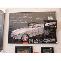 Framed Corvette poster & die cast car