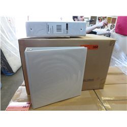 3 Cases of new white 2" round ring binders