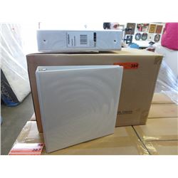 3 Cases of new white 2" round ring binders