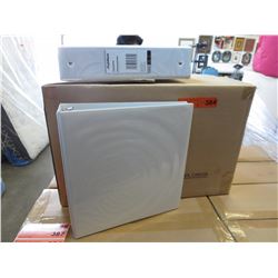 3 Cases of new white 2" round ring binders
