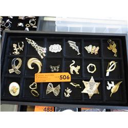 22 Brooches - fashion jewelry - used