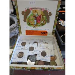 1940's Canadian pennies & assorted world coins