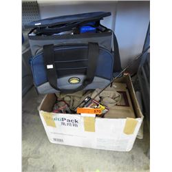 Fishing gear & 2 insulated totes