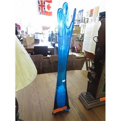 Tall vintage blue glass vase