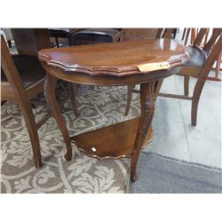 Vintage wood half moon table