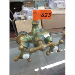 Vintage brass & porcelain faucet handles