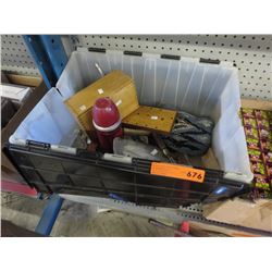 Tote of crib boards, purses & other items