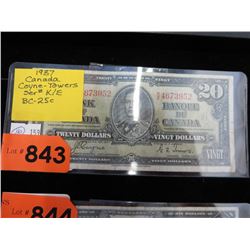 1937 Canadian $20 Banknote
