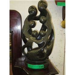 Large carved soapstone statue - Family group style