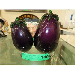 Art glass eggplants applied to clear base