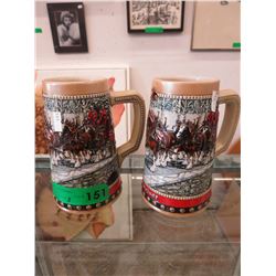 2 Budweiser collectable 1988 beer tankards