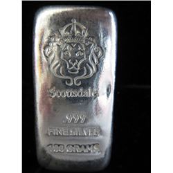 100 gram .999 Fine Silver Scottsdale Lion Bar