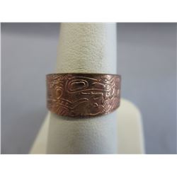 Hand Carved Copper Adjustable Ring