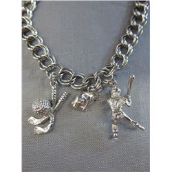 Sterling Silver Charm bracelet with 3 charms